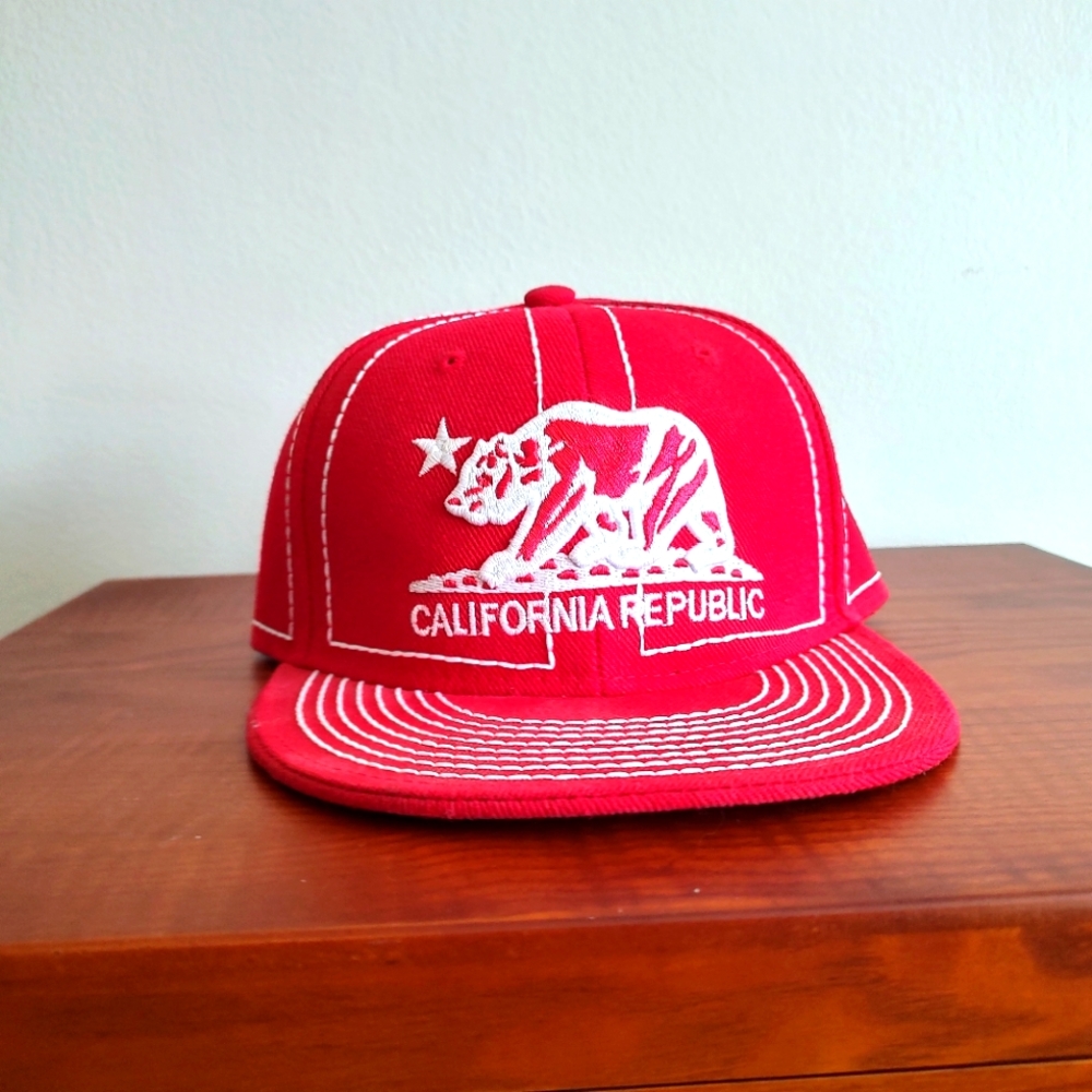 New California Republic Hat Red XL Pit Bull